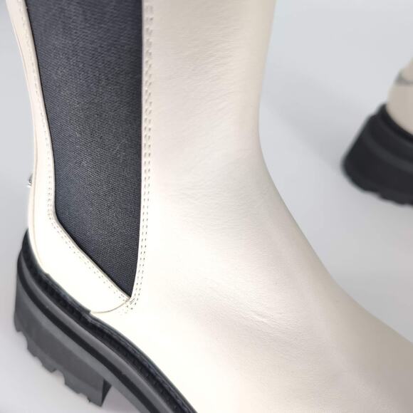 ZADIG & VOLTAIRE Ride Patent Leather Ecru & Black Chelsea Boots - Size 39 - NIB - Picture 10 of 15